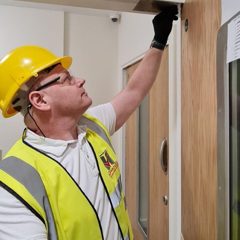 Fully compliant Fire Door in a hospital, surveyed by Approved Door Consultancy Ltd 